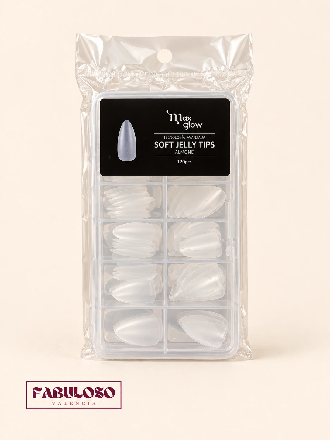 Uñas jellytip almond x120 pcs maxglow
